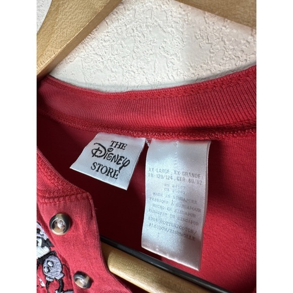 Disney Store Women's XXL Red Henley Long Sleeve Shirt Mickey‎ Embroidery *RARE* - Picture 3 of 9